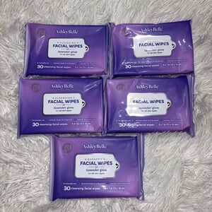 Lot Of 5 Ashley Belle Facial Cleansing Wipes Lavender Glow For All Skin Types